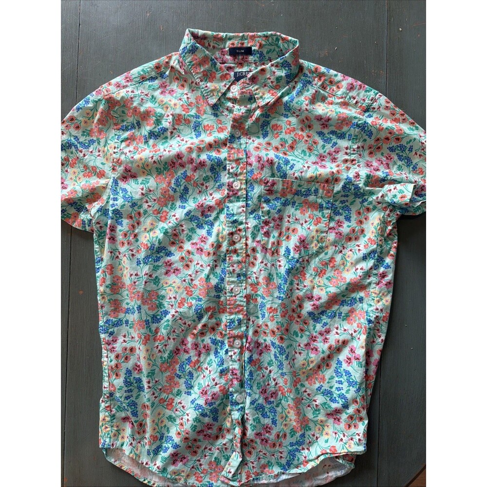 J. Crew Slim Flex Washed Short Sleeve Floral Poplin Men’s Size Small